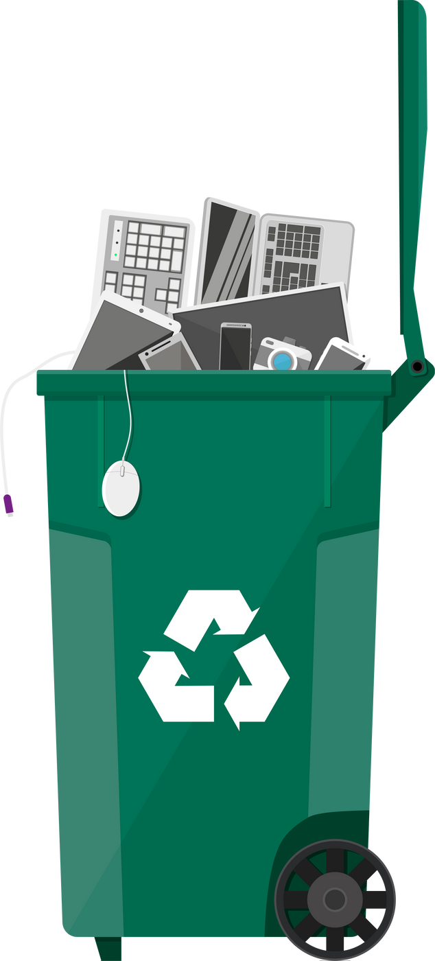 E-Waste Recycle Bin Container with Old Equipment